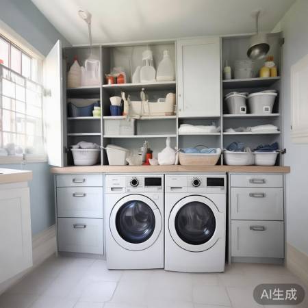 洗衣机柜整洁收纳