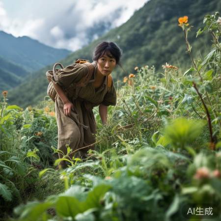 农村姑娘挖野菜遇怪声