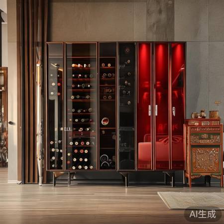 红酒柜现代艺术，茶叶柜中式搭配