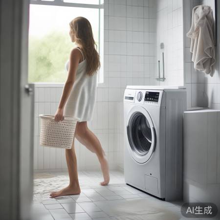 卫生间巧用洗衣机
