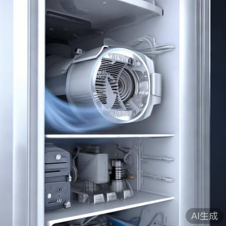 风扇电机吹冷风，温控启动保护冰