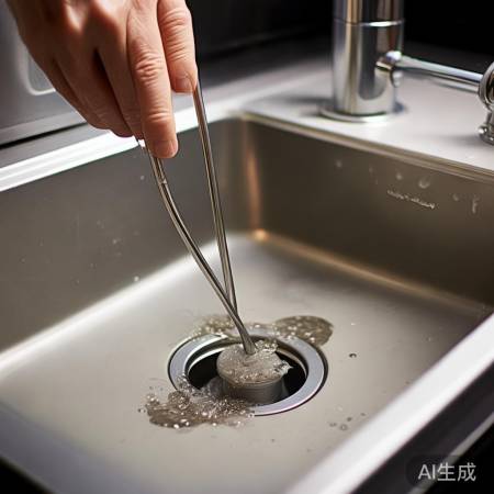 排水管堵塞，铁丝清理