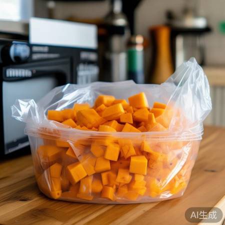 红薯切片微波半熟，冷冻保鲜。