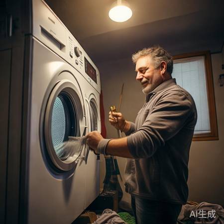 洗衣机巧用长杆解决弯腰问题