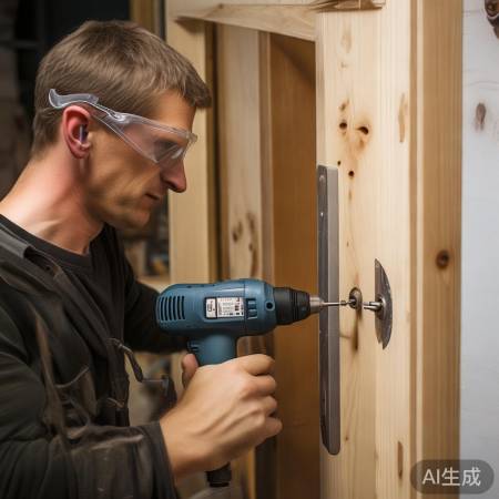 门框钻孔，对齐螺丝孔