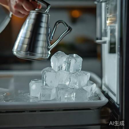 热水慢化冰块，勿损冰箱