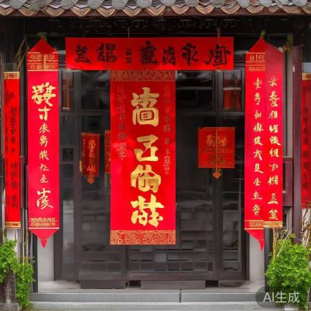 春联贴法讲究对称美观