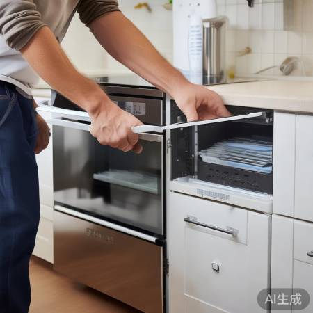 “橱柜上安装集成灶,检查功能”