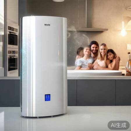 美的热水器，一按即享55度恒温