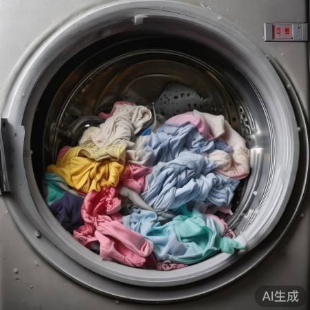 洗衣机盖开启,衣物缠绕处理