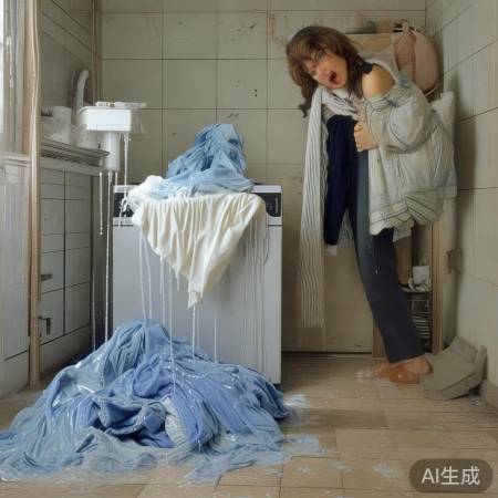 洗衣液倒多,衣服泡澡了