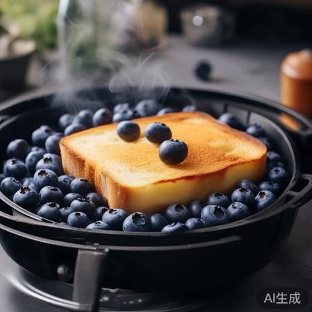 蓝莓面包烤至金黄
